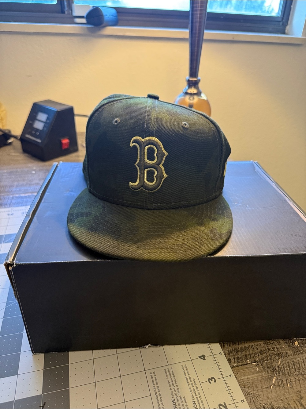 New Era Camouflage Boston B Snapback Hat in Olive Green